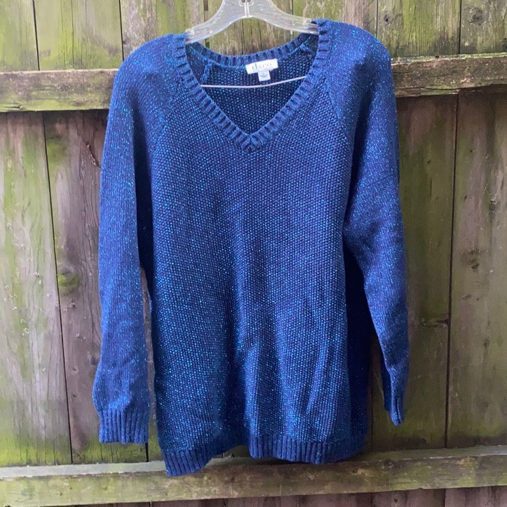 S & Company teal shimmer sweater sz. L